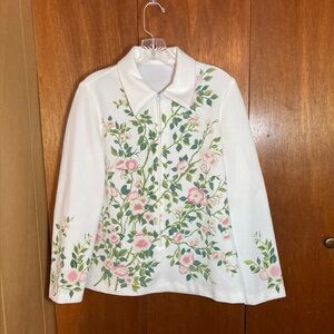 Vintage 60s 70s Retro Polyester Floral Jacket